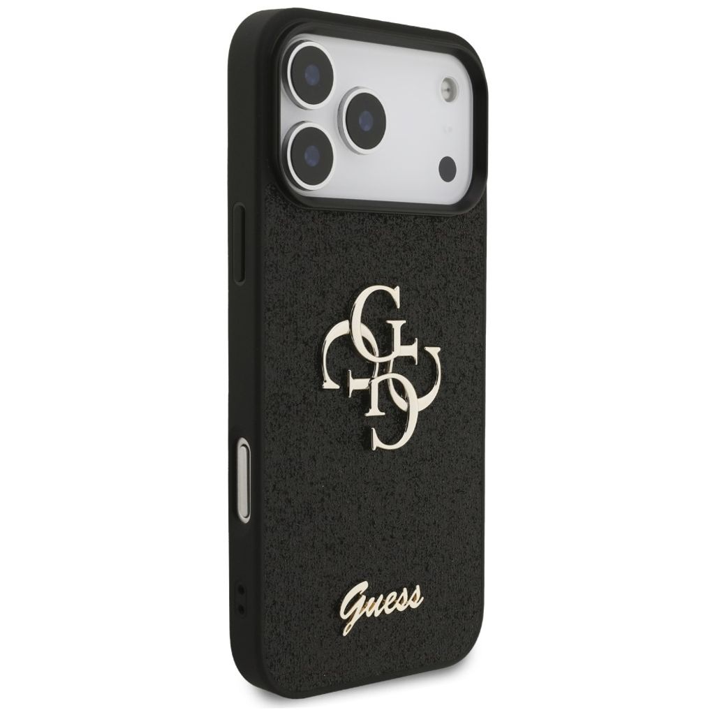 Guess Big 4G Glitter -kuori iPhone 17 Pro Max/18 Pro Max:lle - Musta