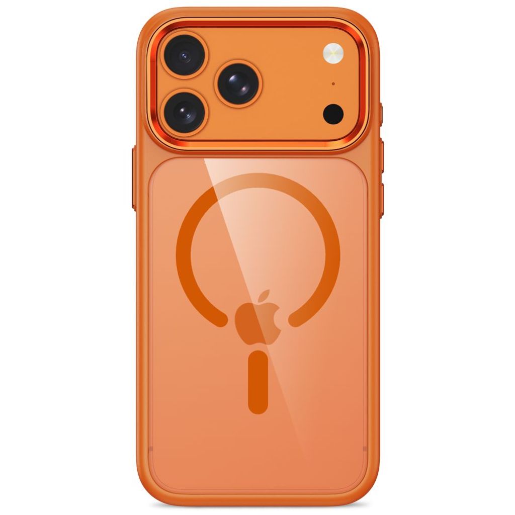 Tech-Protect Magmat MagSafe CC -kuori iPhone 17 Pro/18 Pro:lle - Läpinäkyvä/oranssi