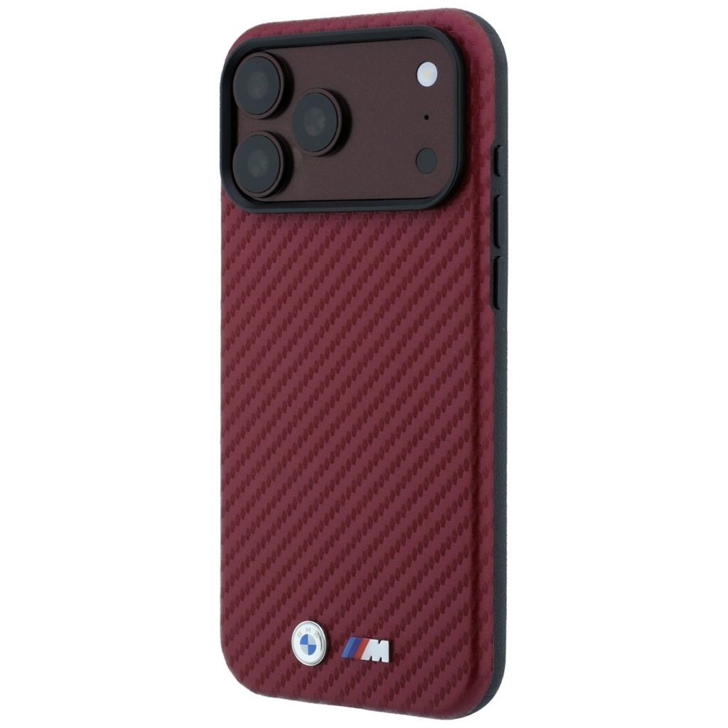BMW Carbon Metal Logo MagSafe -kuori iPhone 17 Pro/18 Pro:lle - Burgundi