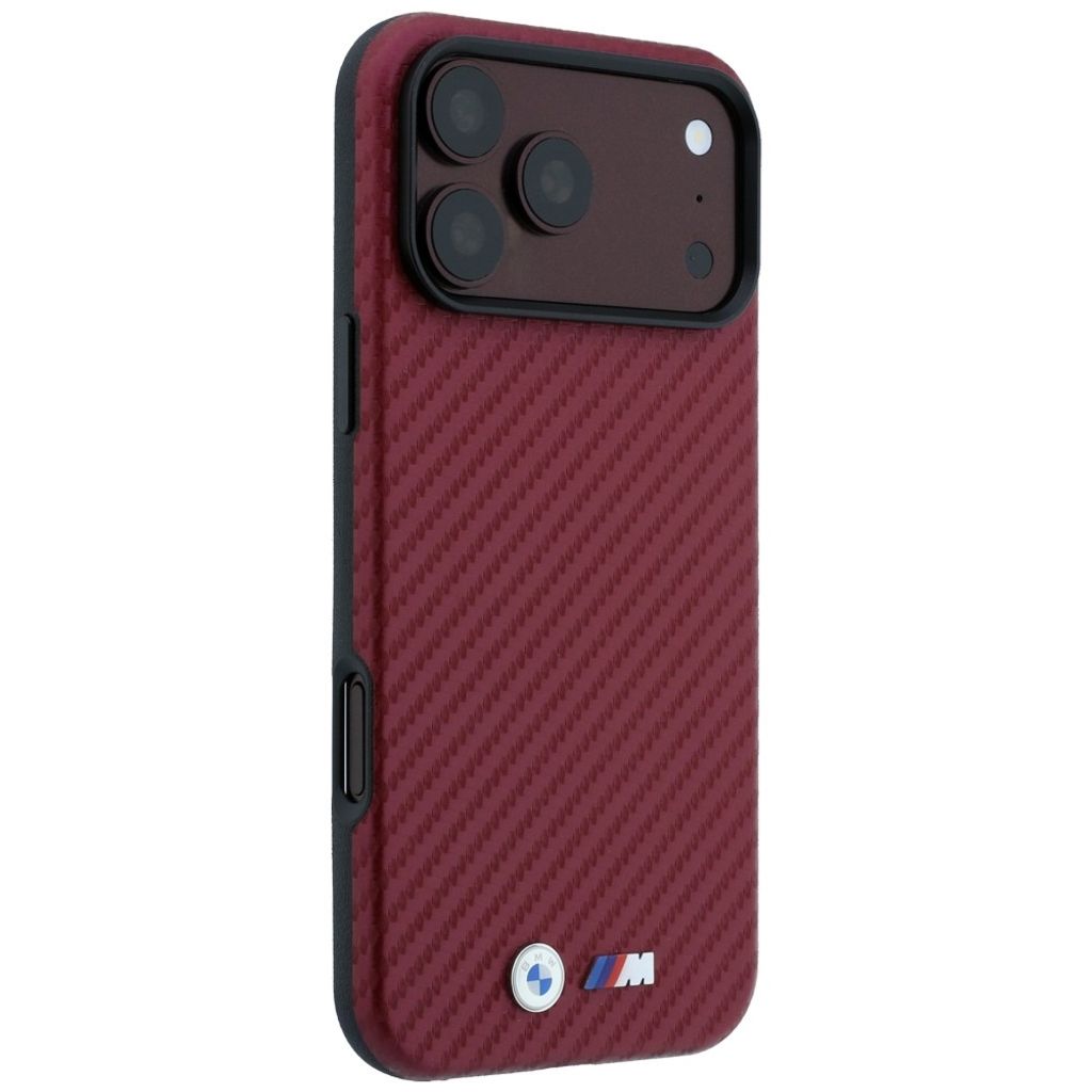 BMW Carbon Metal Logo MagSafe -kuori iPhone 17 Pro/18 Pro:lle - Burgundi