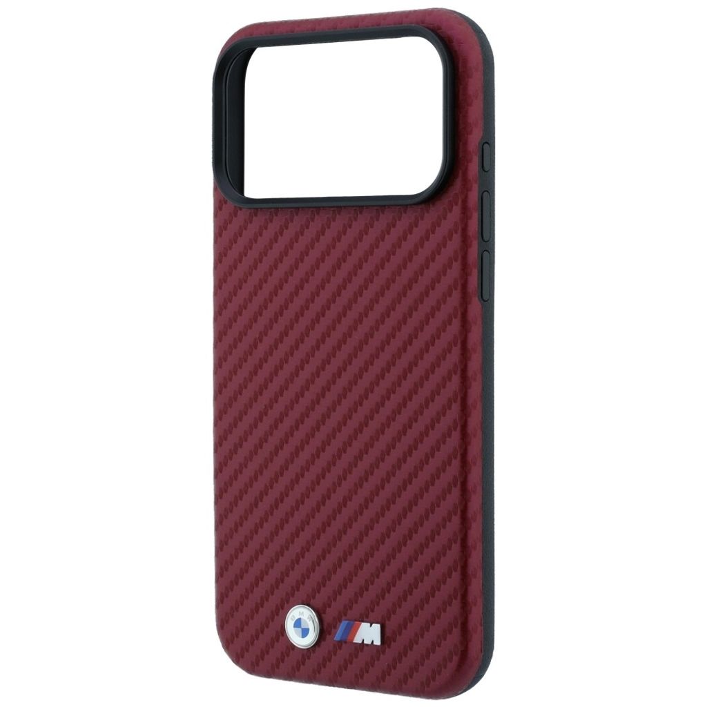 BMW Carbon Metal Logo MagSafe -kuori  iPhone 17 Pro Max/18 Pro Max:lle - Burgundi