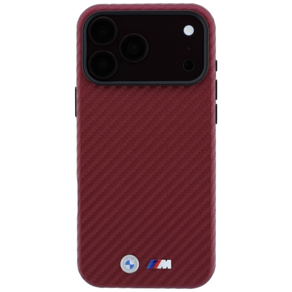 BMW Carbon Metal Logo MagSafe -kuori  iPhone 17 Pro Max/18 Pro Max:lle - Burgundi