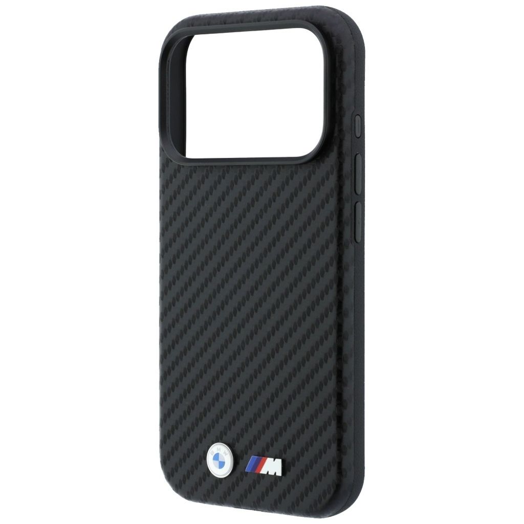 BMW Carbon Metal Logo MagSafe -kuori iPhone 17 Pro Max/18 Pro Max:lle - Musta