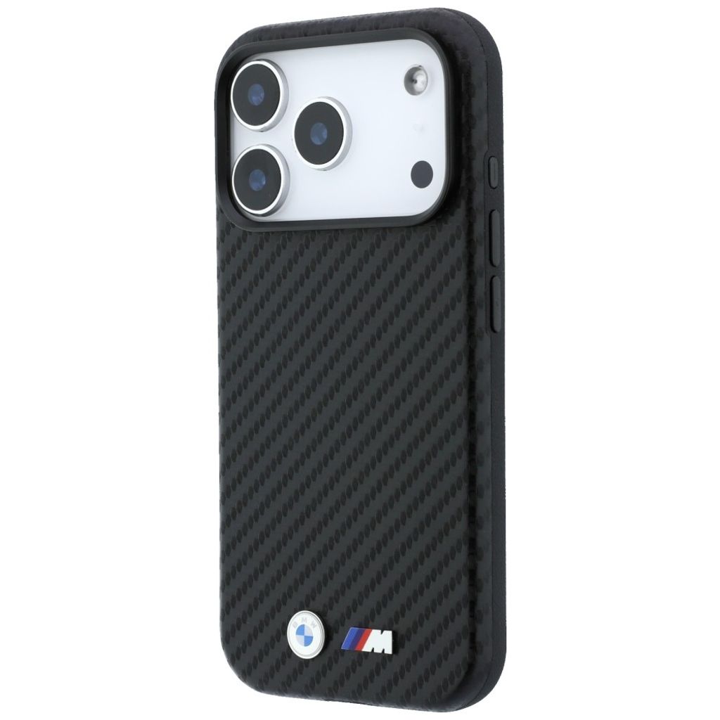 BMW Carbon Metal Logo MagSafe -kuori iPhone 17 Pro Max/18 Pro Max:lle - Musta