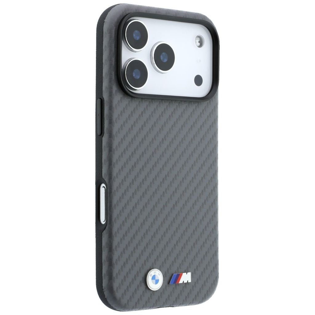 BMW Carbon Metal Logo MagSafe -kuori iPhone 17 Pro Max/18 Pro Max:lle - Harmaa