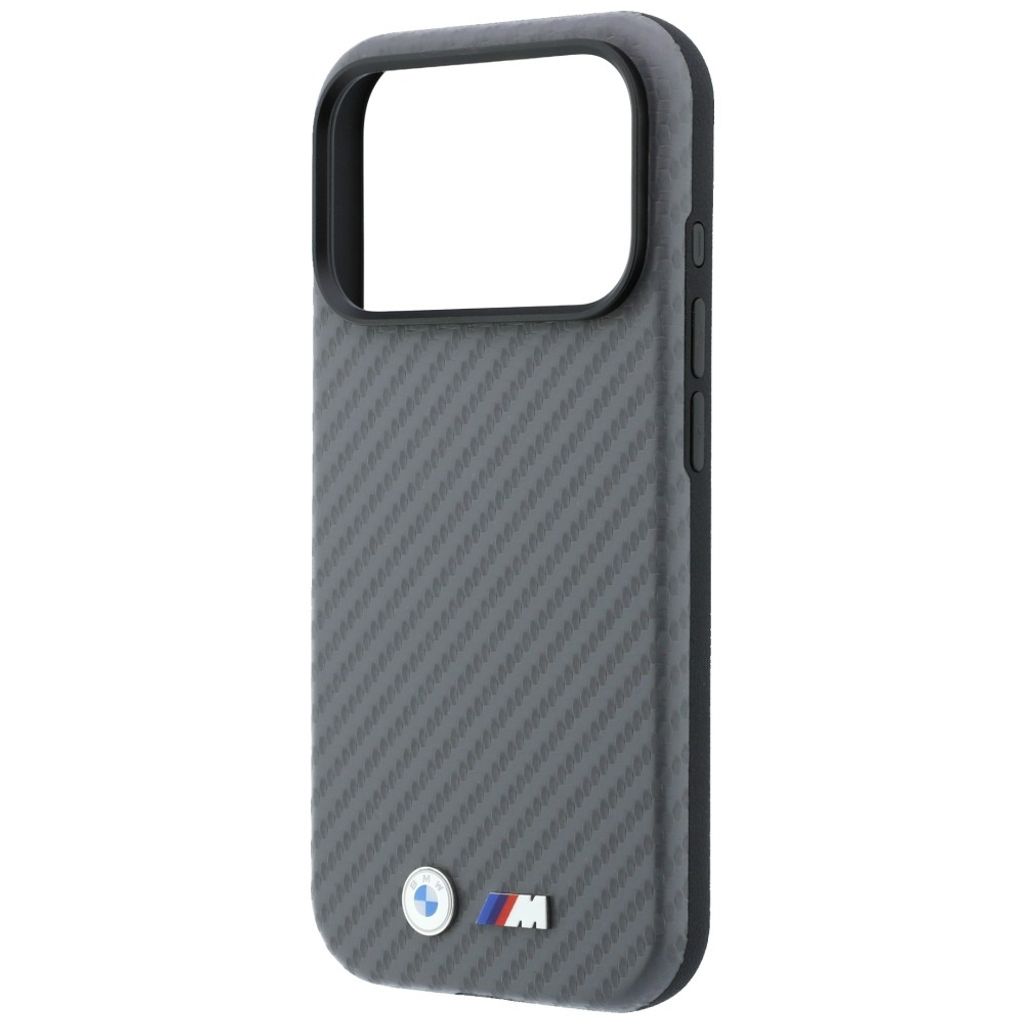 BMW Carbon Metal Logo MagSafe -kuori iPhone 17 Pro Max/18 Pro Max:lle - Harmaa