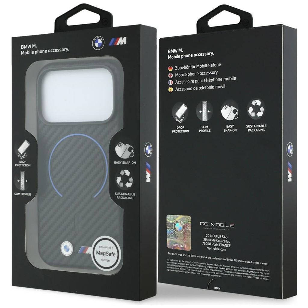 BMW Carbon MagSafe -kuori  iPhone 17 Pro/18 Pro:lle - Musta