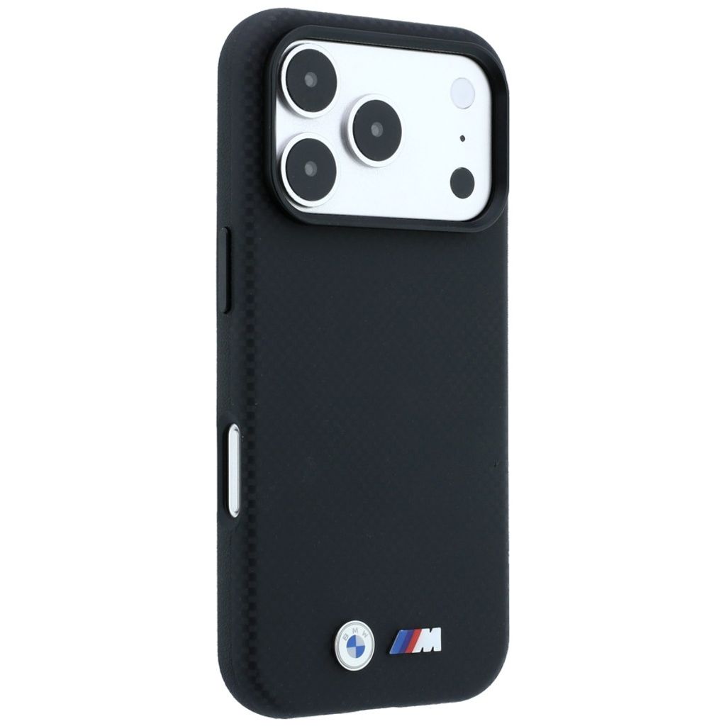 BMW Quadrille Kevlar Metal Logo MagSafe -kuori iPhone 17 Pro Max/18 Pro Max:lle - Musta