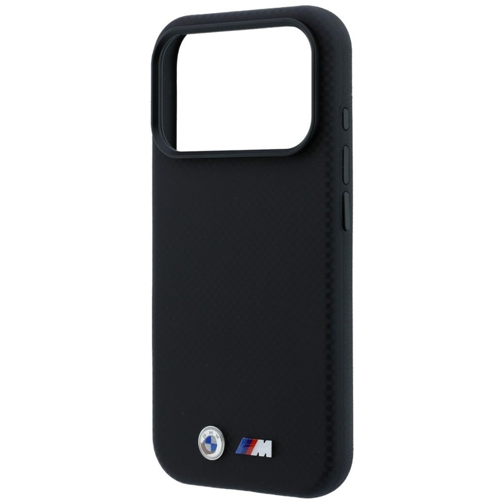 BMW Quadrille Kevlar Metal Logo MagSafe -kuori iPhone 17 Pro Max/18 Pro Max:lle - Musta