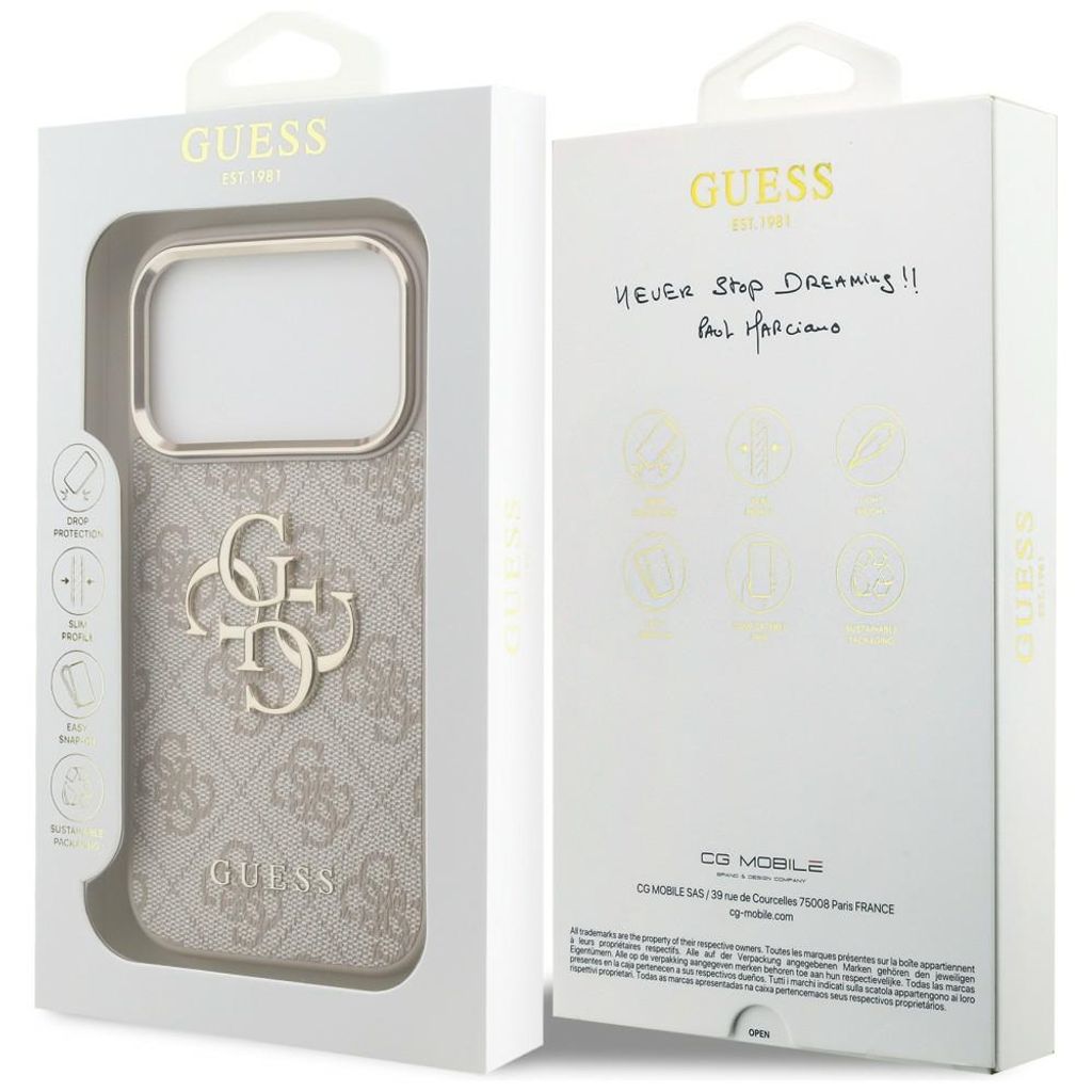 Guess 4G Big Classic Logo -kuori iPhone 17 Pro/18 Pro:lle - Ruusu kultaa