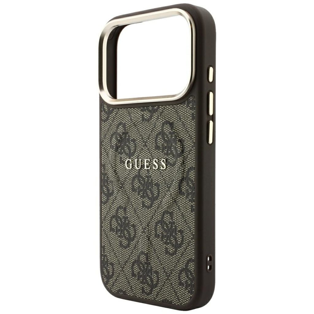 Guess Embossed 4G Classic MagSafe -kuori iPhone 17 Pro/18 Pro:lle - Ruskea