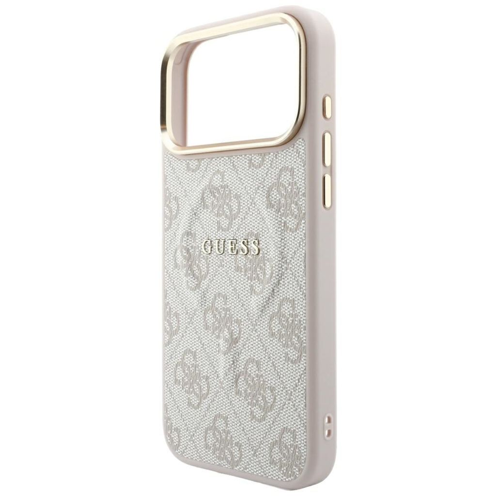 Guess Embossed 4G Classic MagSafe -kuori iPhone 17 Pro/18 Pro:lle - Vaaleanpunainen