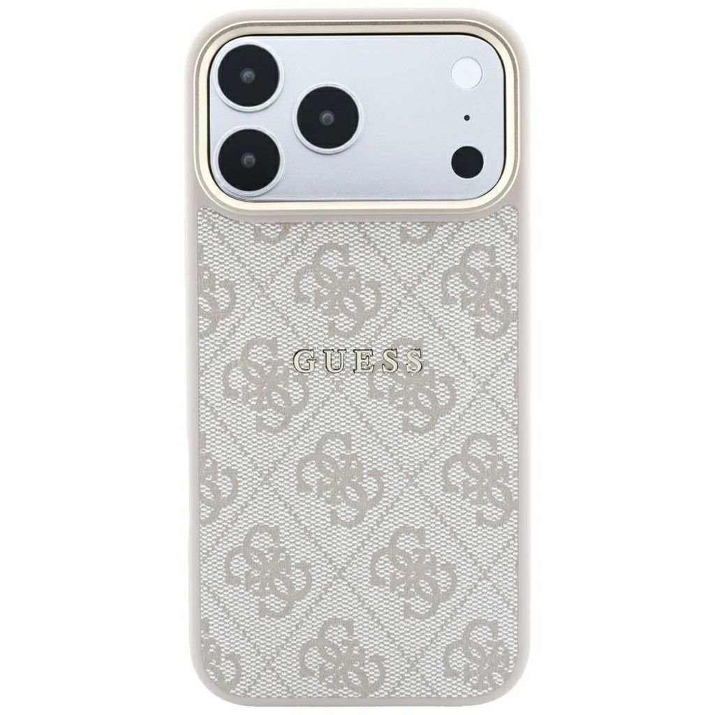 Guess Embossed 4G Classic MagSafe -kuori iPhone 17 Pro/18 Pro:lle - Vaaleanpunainen