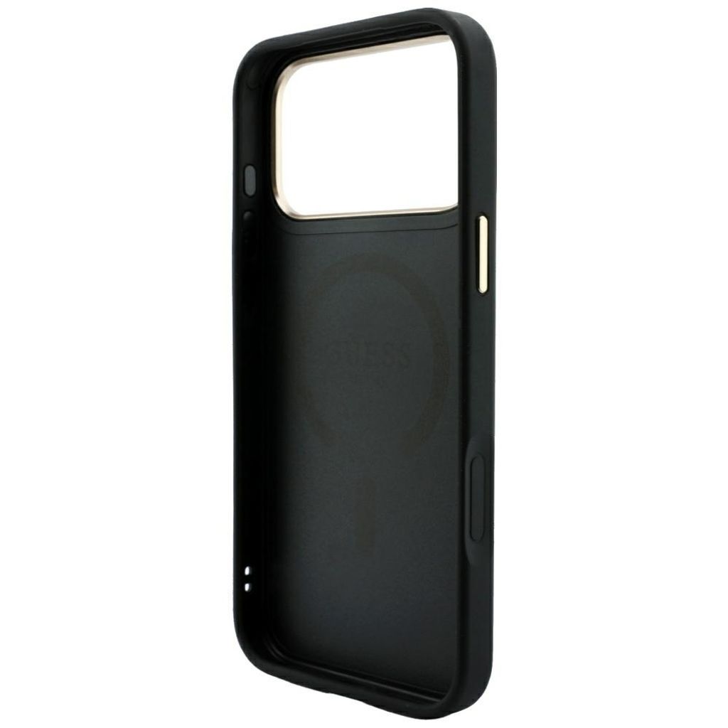 Guess Embossed 4G Classic MagSafe -kuori  iPhone 17 Pro Max/18 Pro Max:lle - Musta