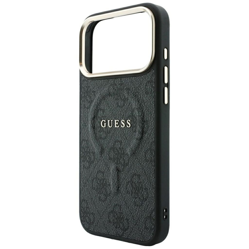 Guess Embossed 4G Classic MagSafe -kuori  iPhone 17 Pro Max/18 Pro Max:lle - Musta