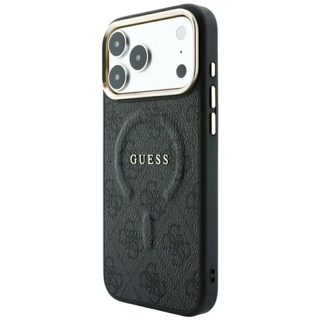 Guess Embossed 4G Classic MagSafe -kuori  iPhone 17 Pro Max/18 Pro Max:lle - Musta