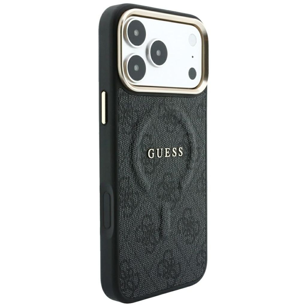 Guess Embossed 4G Classic MagSafe -kuori  iPhone 17 Pro Max/18 Pro Max:lle - Musta