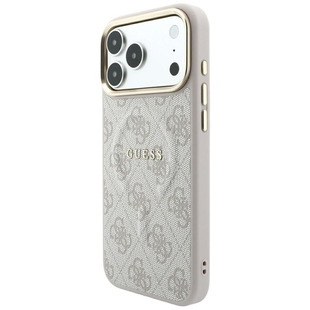 Guess Embossed 4G Classic MagSafe -kuori iPhone 17 Pro Max/18 Pro Max:lle - Vaaleanpunainen