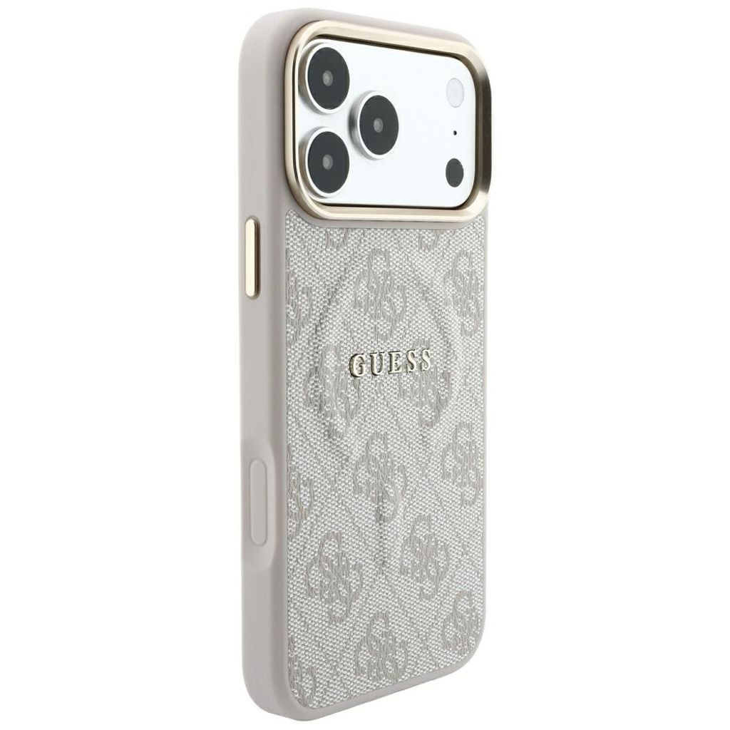 Guess Embossed 4G Classic MagSafe -kuori iPhone 17 Pro Max/18 Pro Max:lle - Vaaleanpunainen