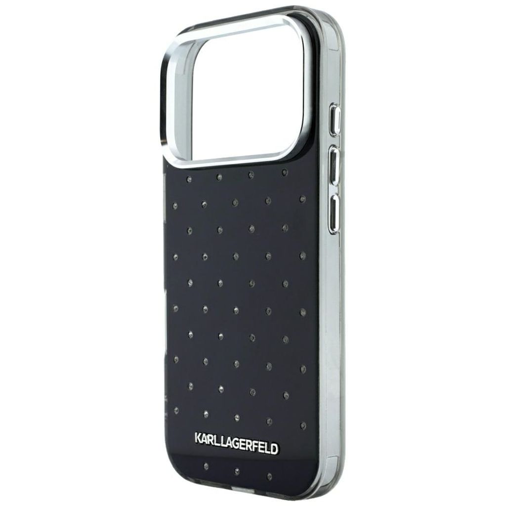 Karl Lagerfeld Rhinestones & Logo -kuori Rengasjalusta iPhone 17 Pro/18 Pro:lle - Musta