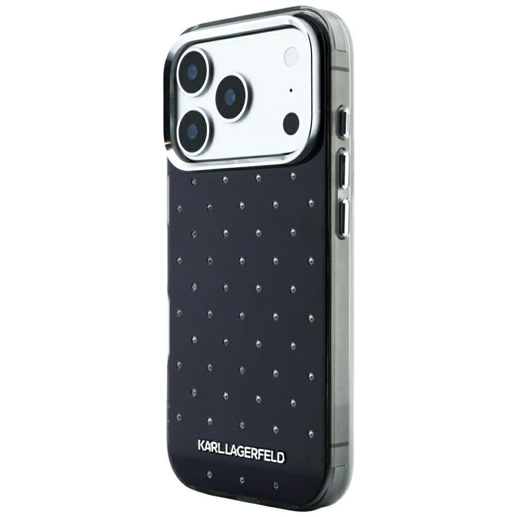 Karl Lagerfeld Rhinestones & Logo -kuori Rengasjalusta iPhone 17 Pro/18 Pro:lle - Musta