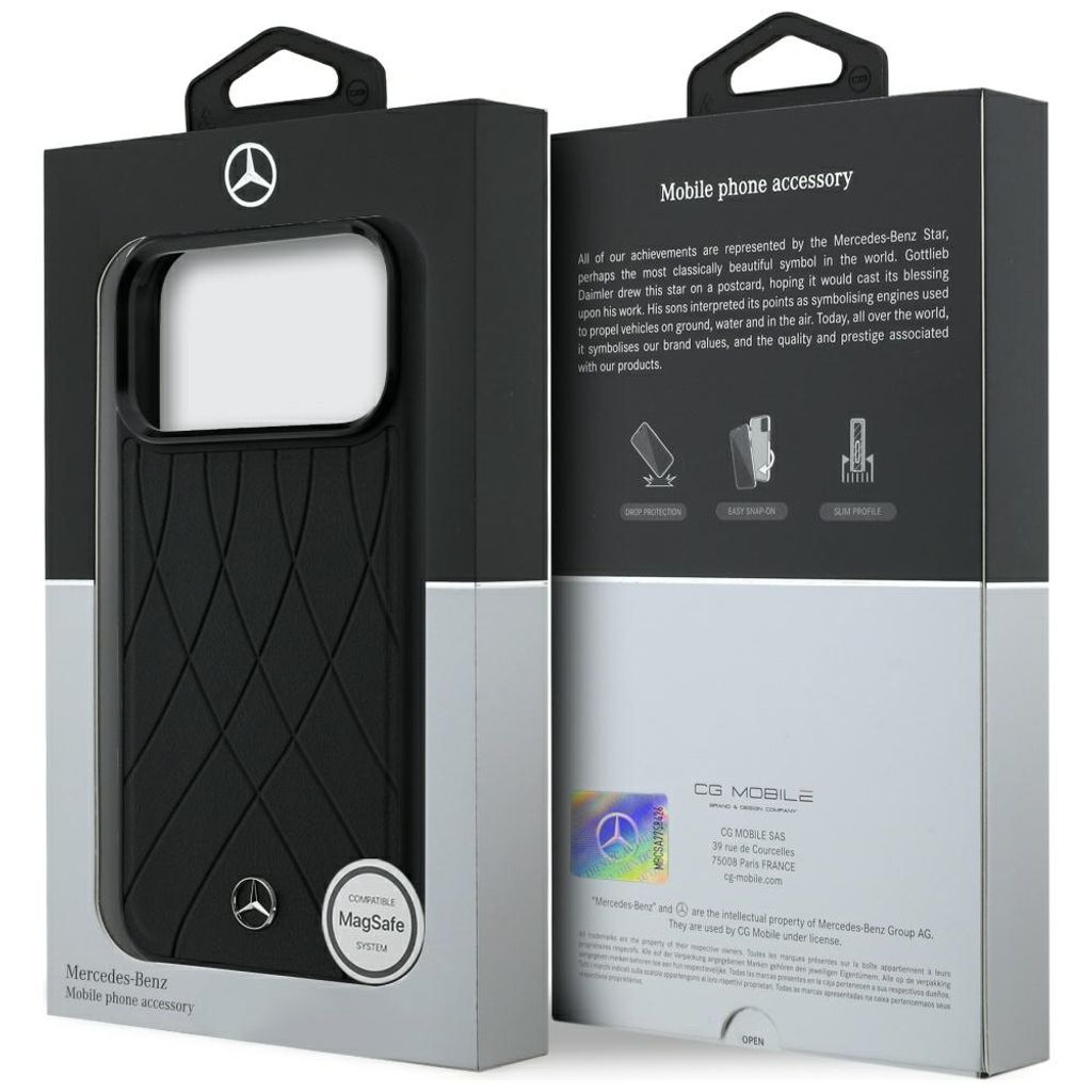 Mercedes Crossed Lines MagSafe -kuori iPhone 17 Pro Max/18 Pro Max:lle - Musta
