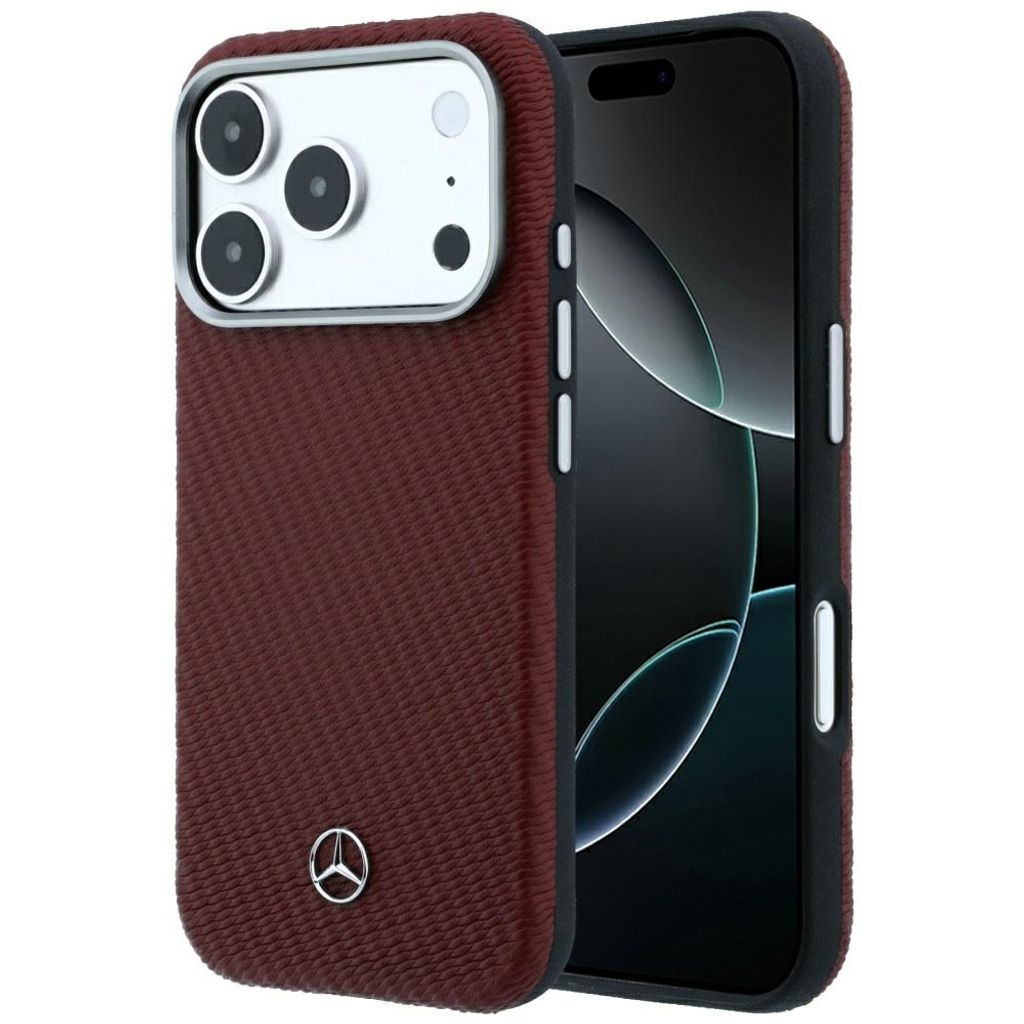 Mercedes Wood Effect MagSafe -kuori  iPhone 17 Pro/18 Pro:lle - Burgundi