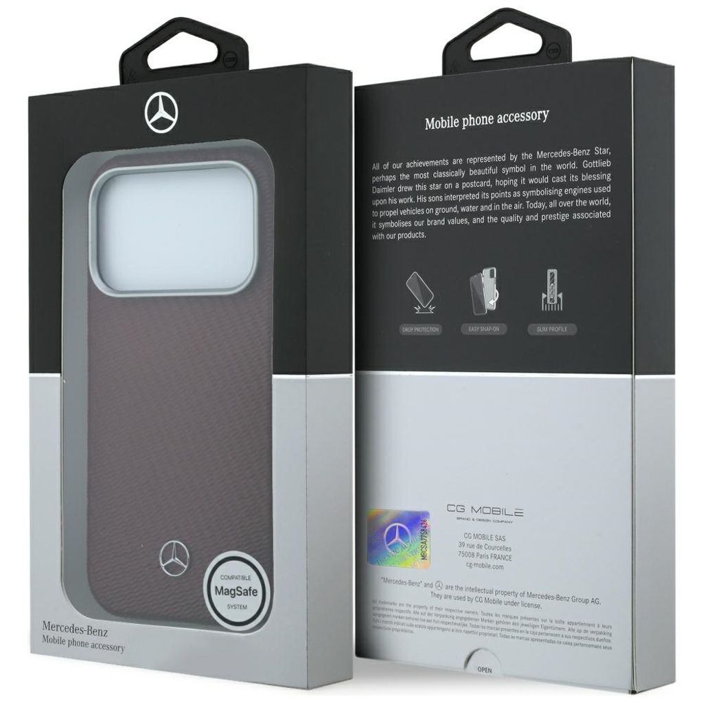 Mercedes Wood Effect MagSafe -kuori  iPhone 17 Pro Max/18 Pro Max:lle - Burgundi