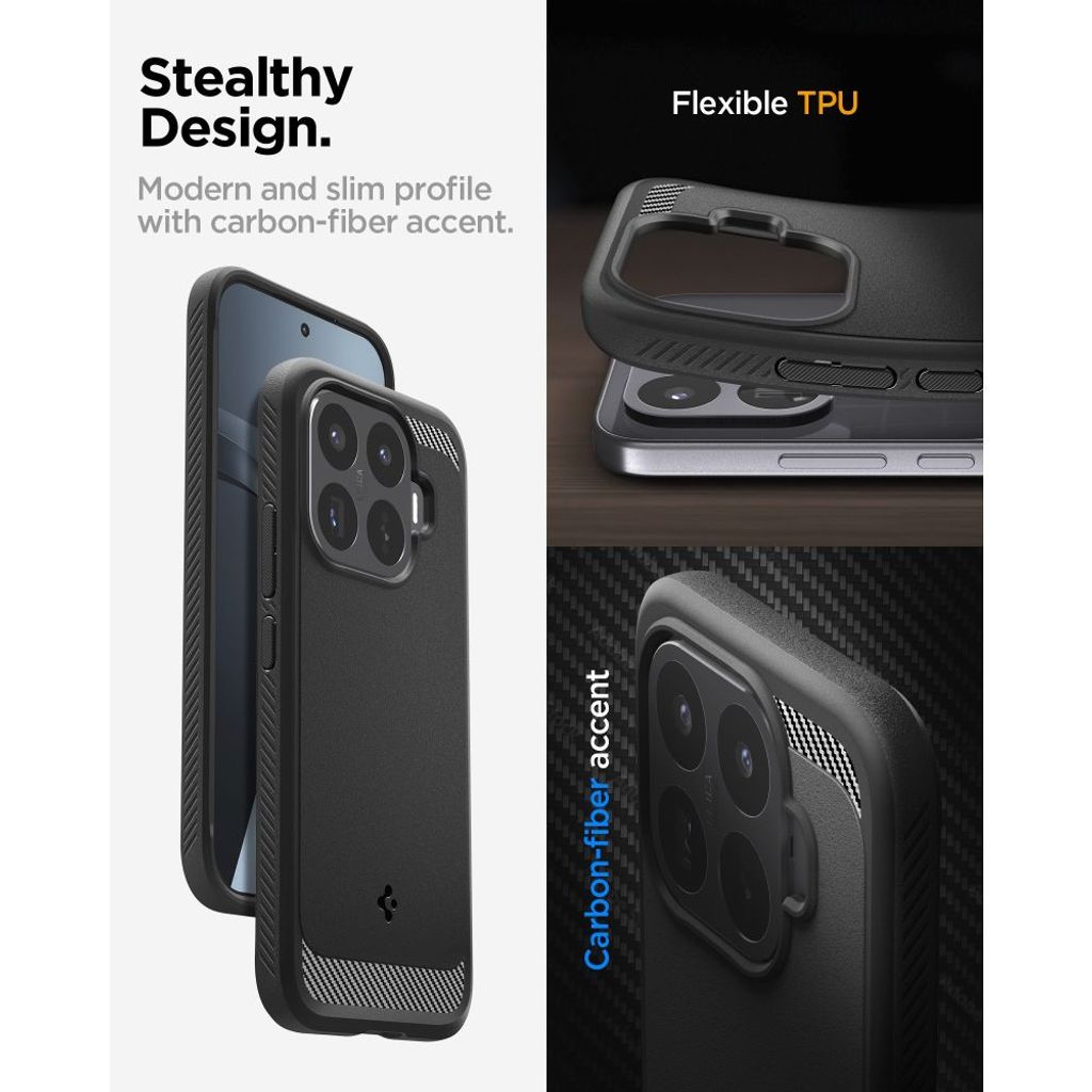 Spigen Rugged Armor -kuori Xiaomi 17T - Musta