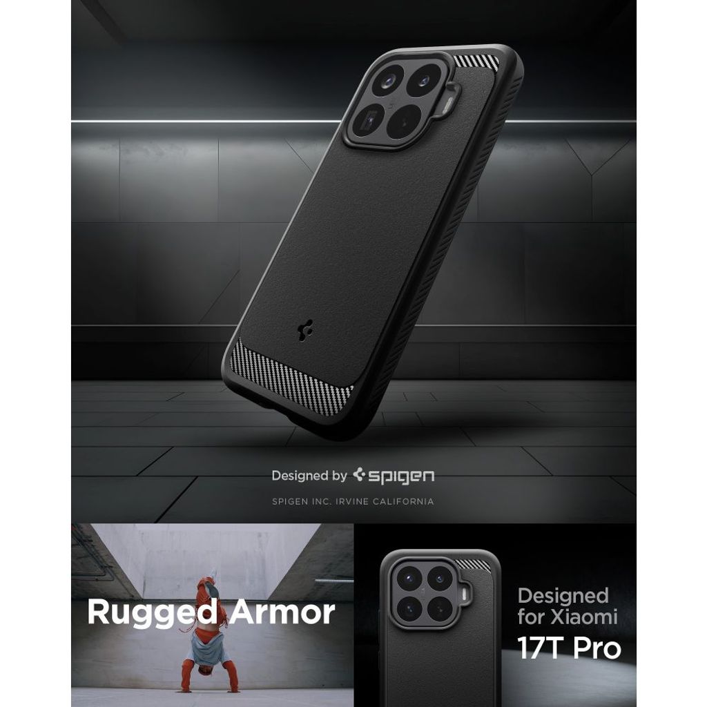 Spigen Rugged Armor -kuori till Xiaomi 17T Pro - Musta