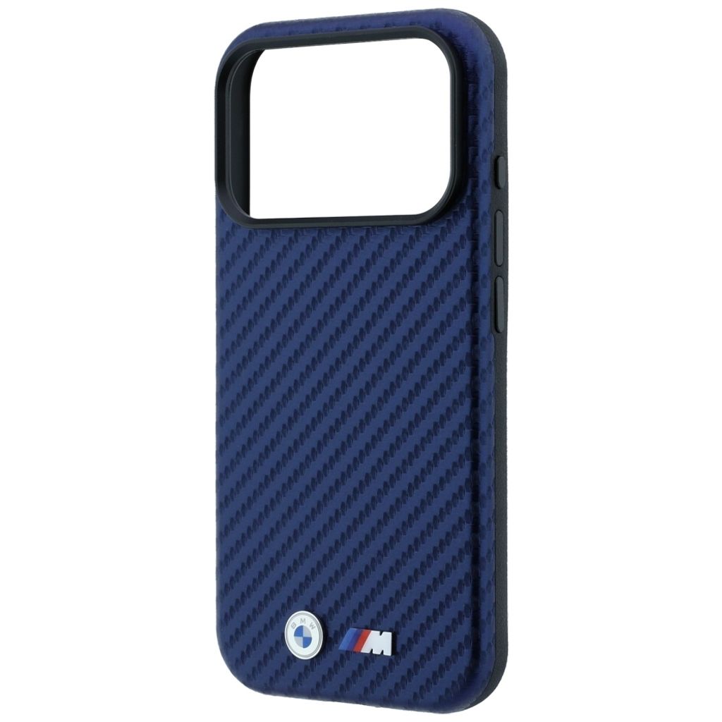 BMW Carbon Metal Logo MagSafe -kuori  iPhone 17 Pro/18 Pro:lle - Tummansininen