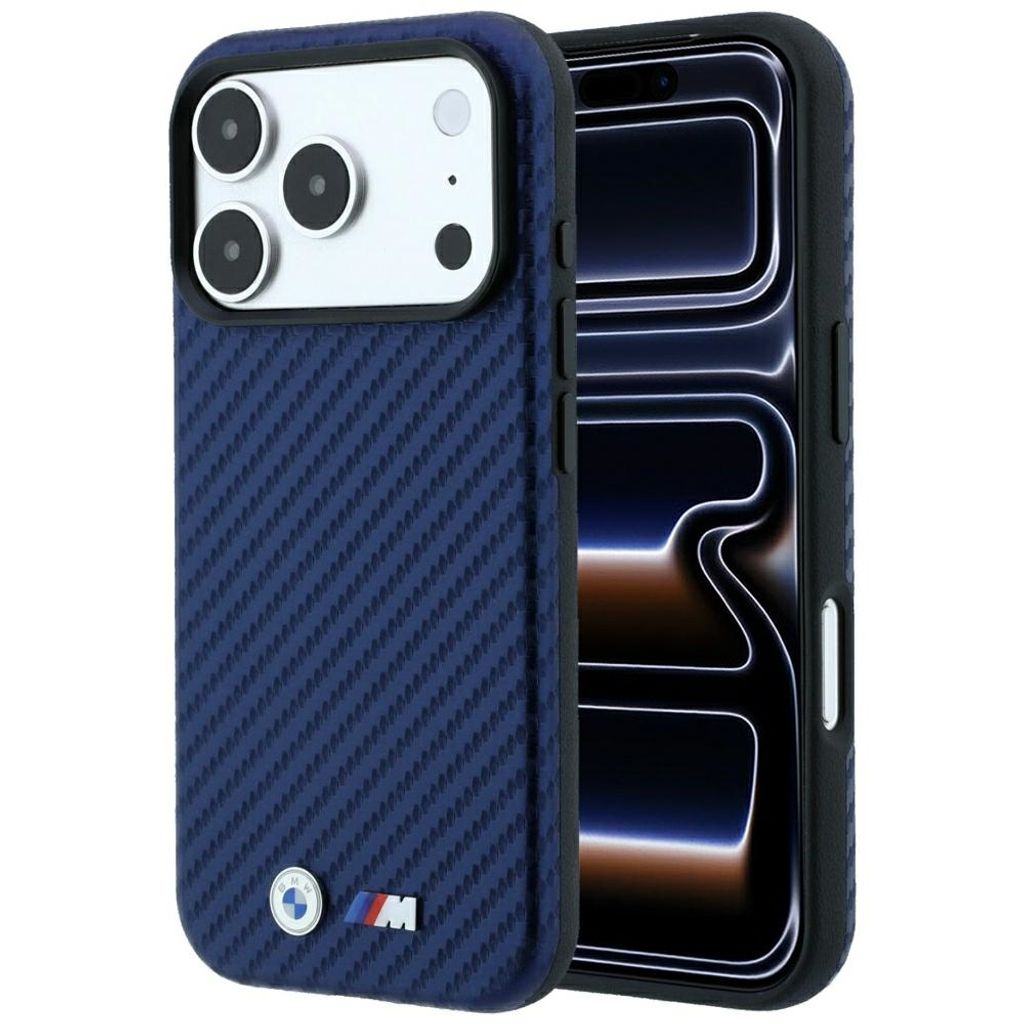 BMW Carbon Metal Logo MagSafe -kuori  iPhone 17 Pro/18 Pro:lle - Tummansininen
