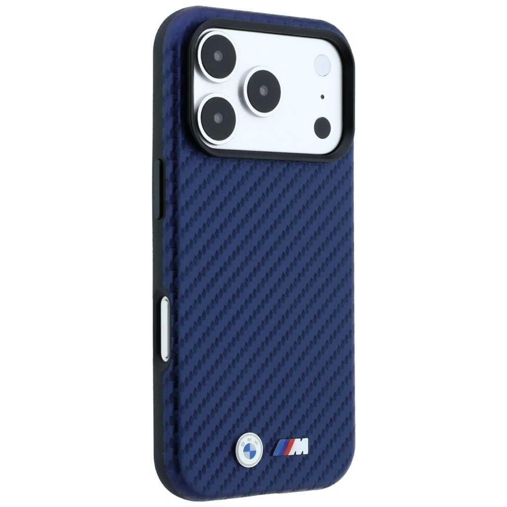 BMW Carbon Metal Logo MagSafe -kuori  iPhone 17 Pro/18 Pro:lle - Tummansininen