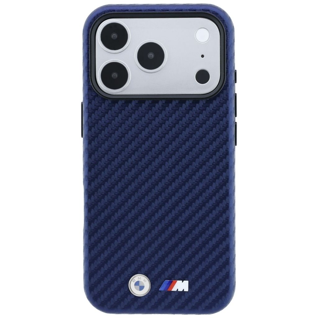 BMW Carbon Metal Logo MagSafe -kuori  iPhone 17 Pro/18 Pro:lle - Tummansininen