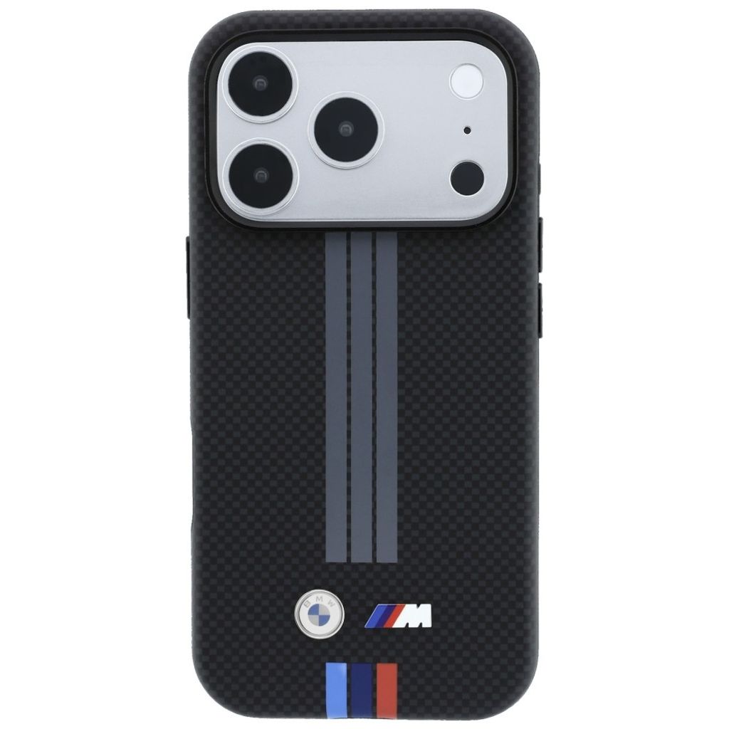 BMW Quadrille Kevlar Print Lines MagSafe -kuori Rengasjalusta iPhone 17 Pro/18 Pro:lle - Musta