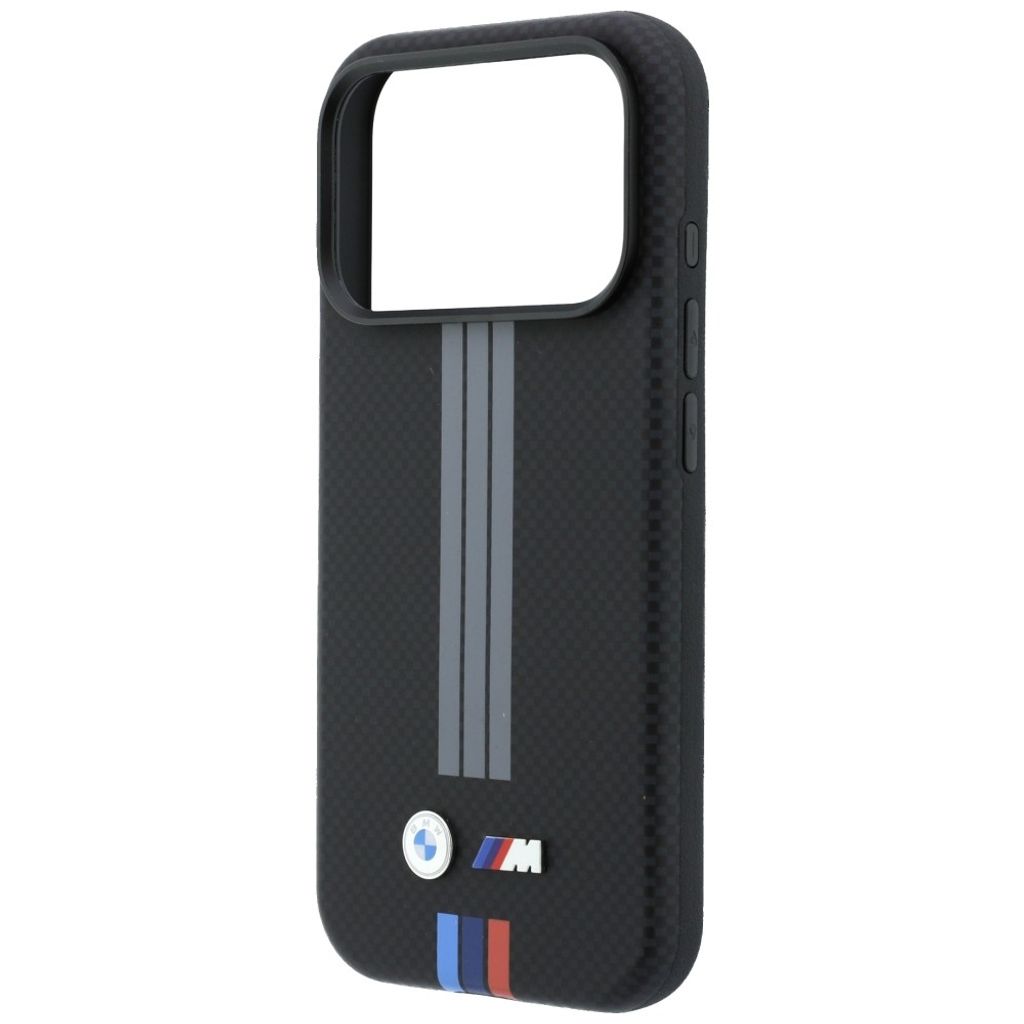 BMW Quadrille Kevlar Print Lines MagSafe -kuori Rengasjalusta iPhone 17 Pro/18 Pro:lle - Musta