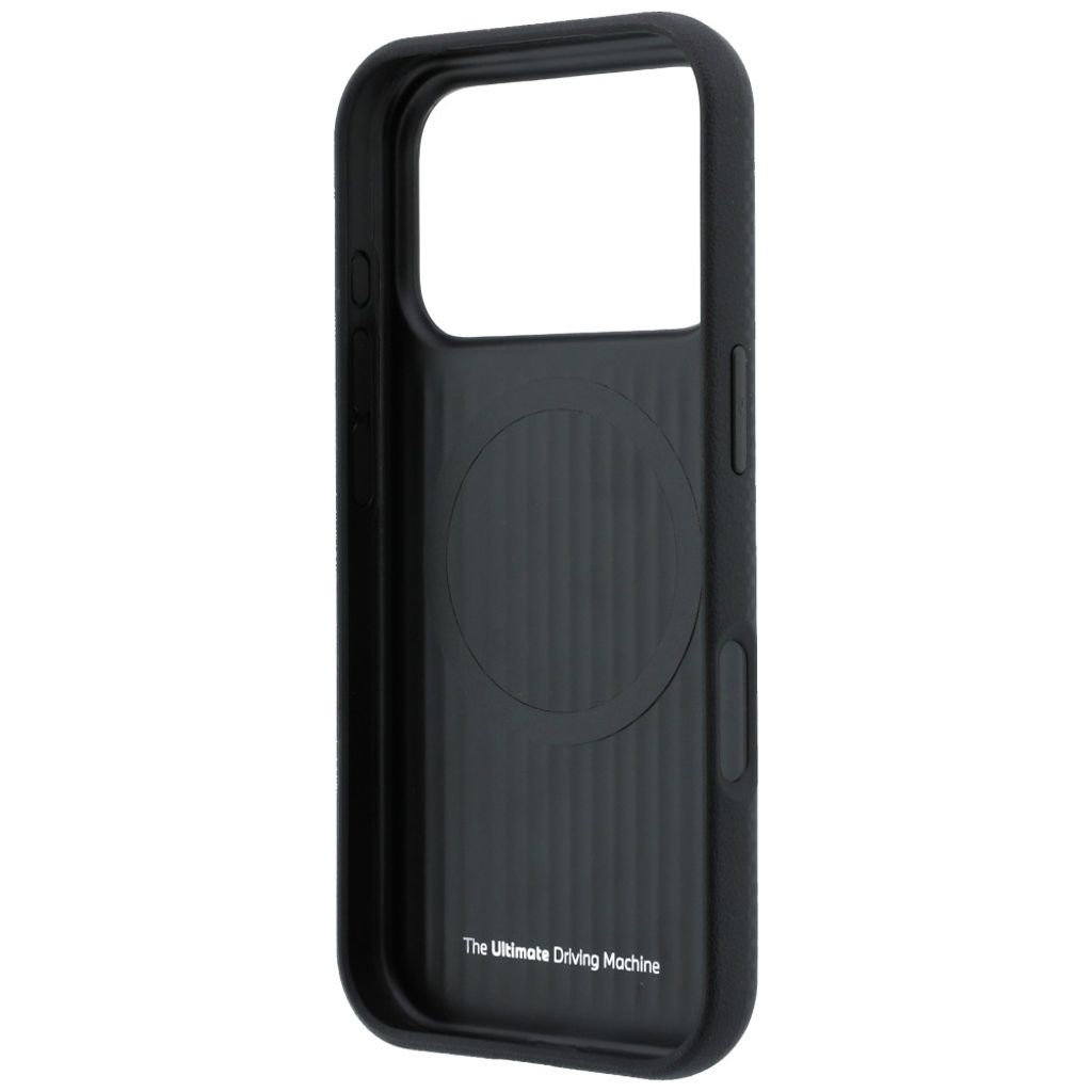 BMW Quadrille Kevlar Tricolor Logo MagSafe -kuori Rengasjalusta iPhone 17 Pro Max/18 Pro Max:lle - Musta
