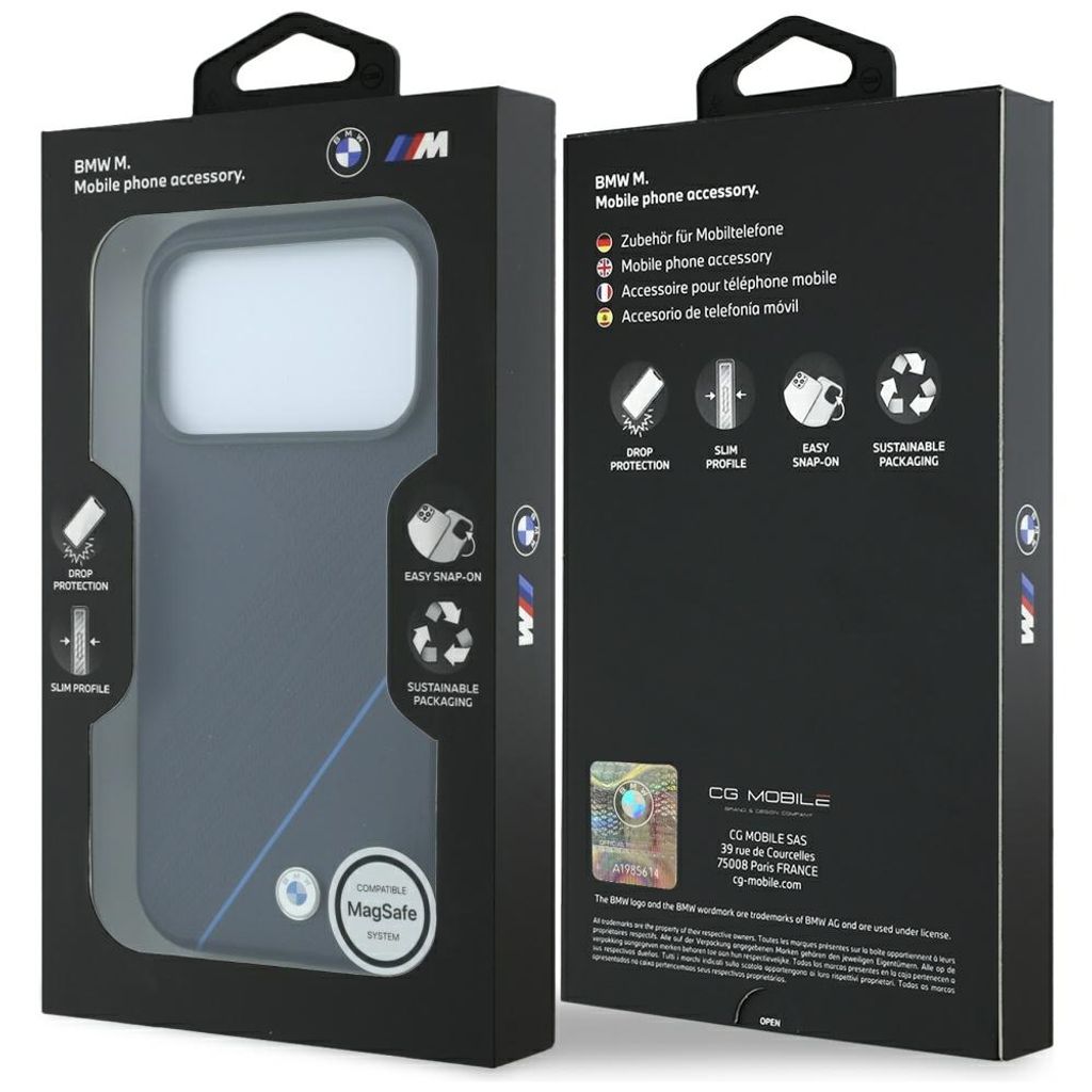 BMW Tire Track Blue Line MagSafe -kuori iPhone 17 Pro Max/18 Pro Max:lle - Tummansininen