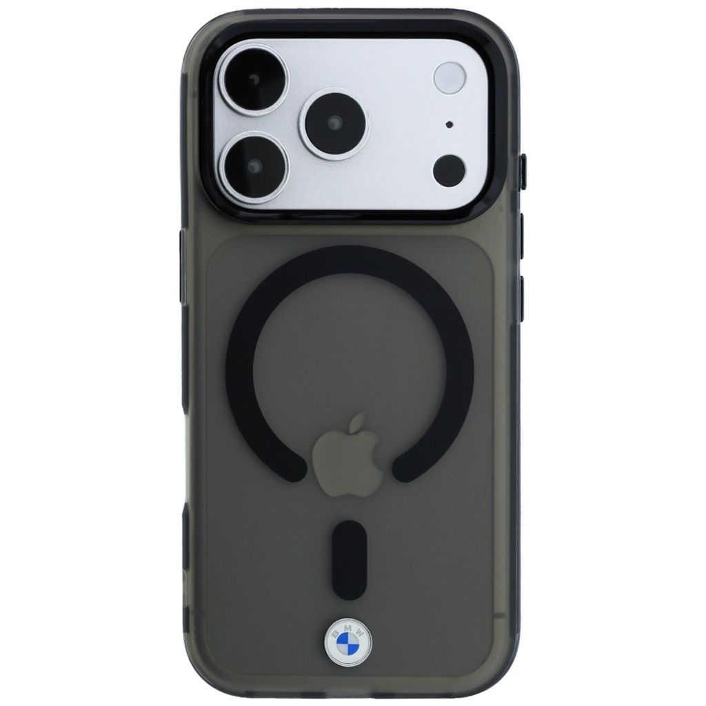 BMW Frosted & Metal Logo MagSafe -kuori iPhone 17 Pro/18 Pro:lle - Musta