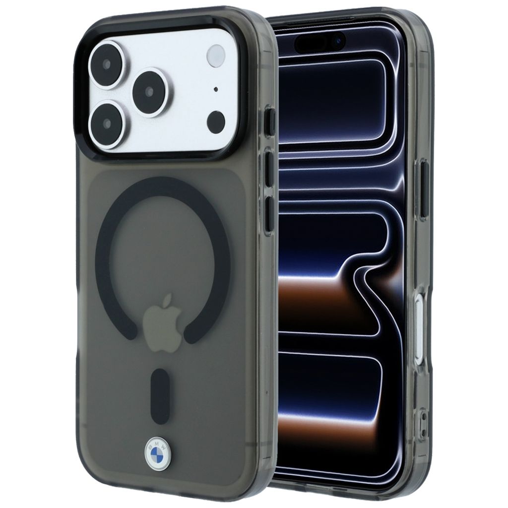 BMW Frosted & Metal Logo MagSafe -kuori iPhone 17 Pro Max/18 Pro Max:lle - Musta