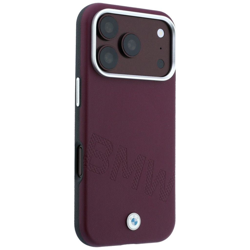 BMW Inclined Deboss Letters MagSafe -kuori iPhone 17 Pro Max/18 Pro Max:lle - Burgundi