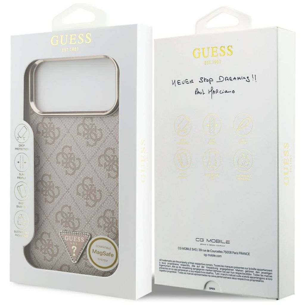 Guess 4G Triangle Logo MagSafe -kuori iPhone 17 Pro Max/18 Pro Max:lle - Ruusu kultaa