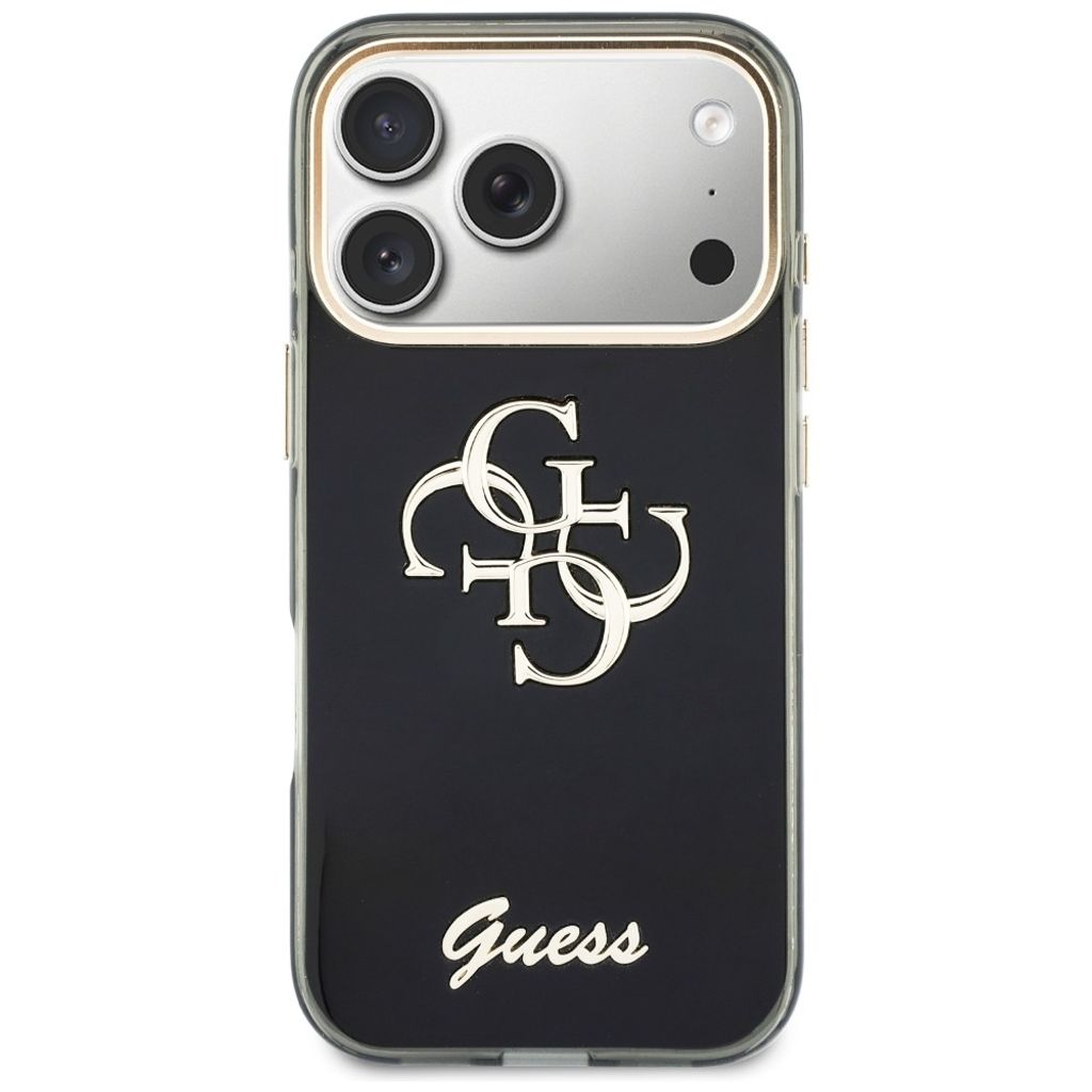 Guess 4G Script Metal -kuori iPhone 17 Pro/18 Pro:lle - Musta