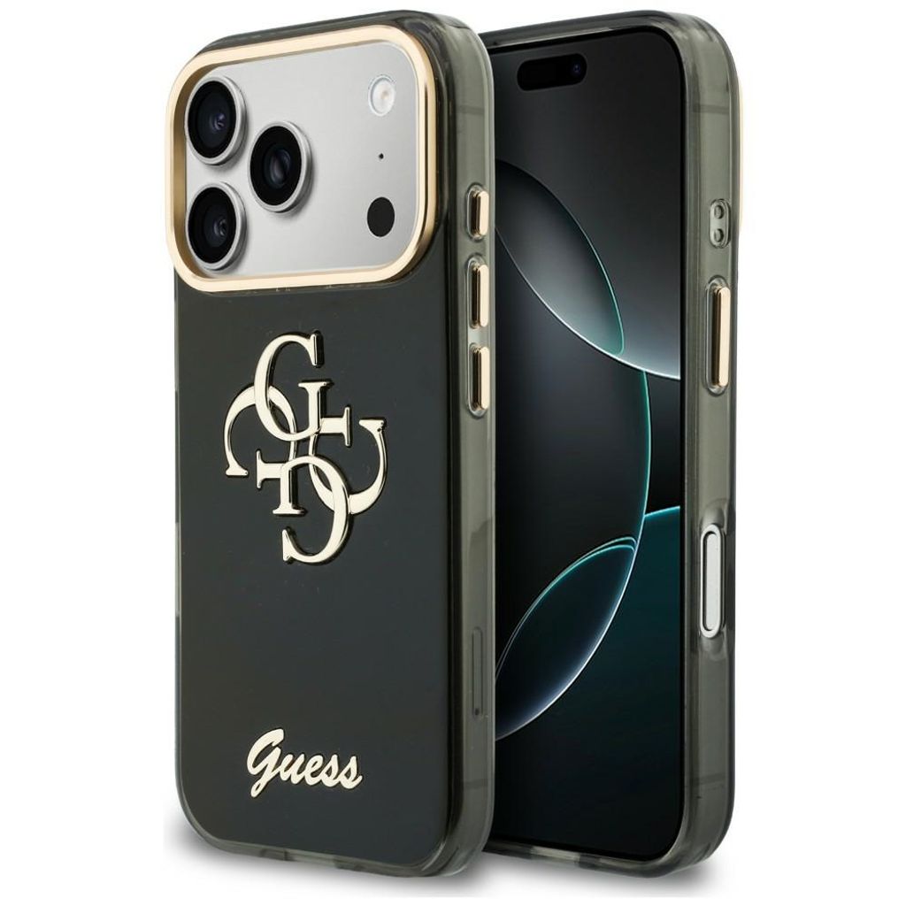 Guess 4G Script Metal -kuori iPhone 17 Pro/18 Pro:lle - Musta