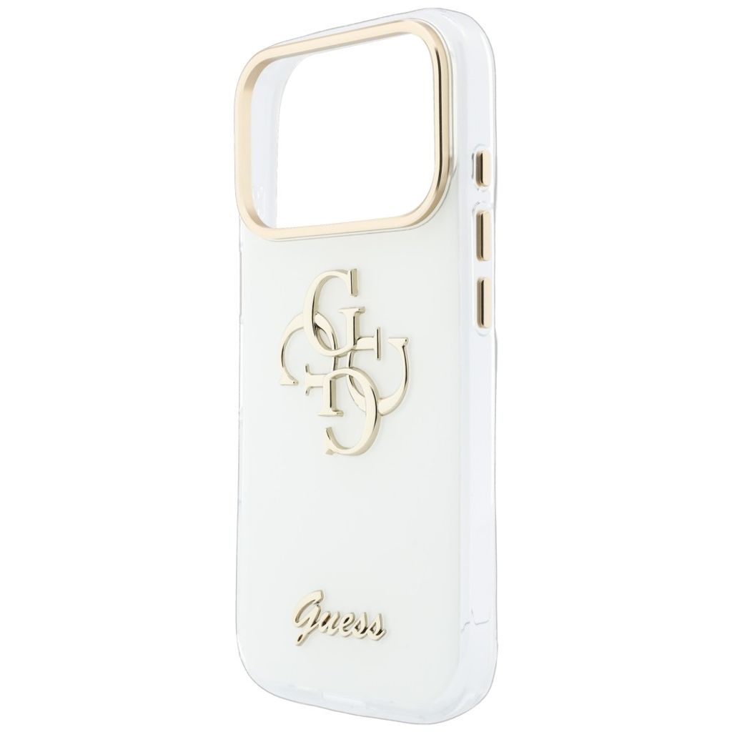 Guess 4G Script Metal -kuori iPhone 17 Pro Max/18 Pro Max:lle - Valkoinen