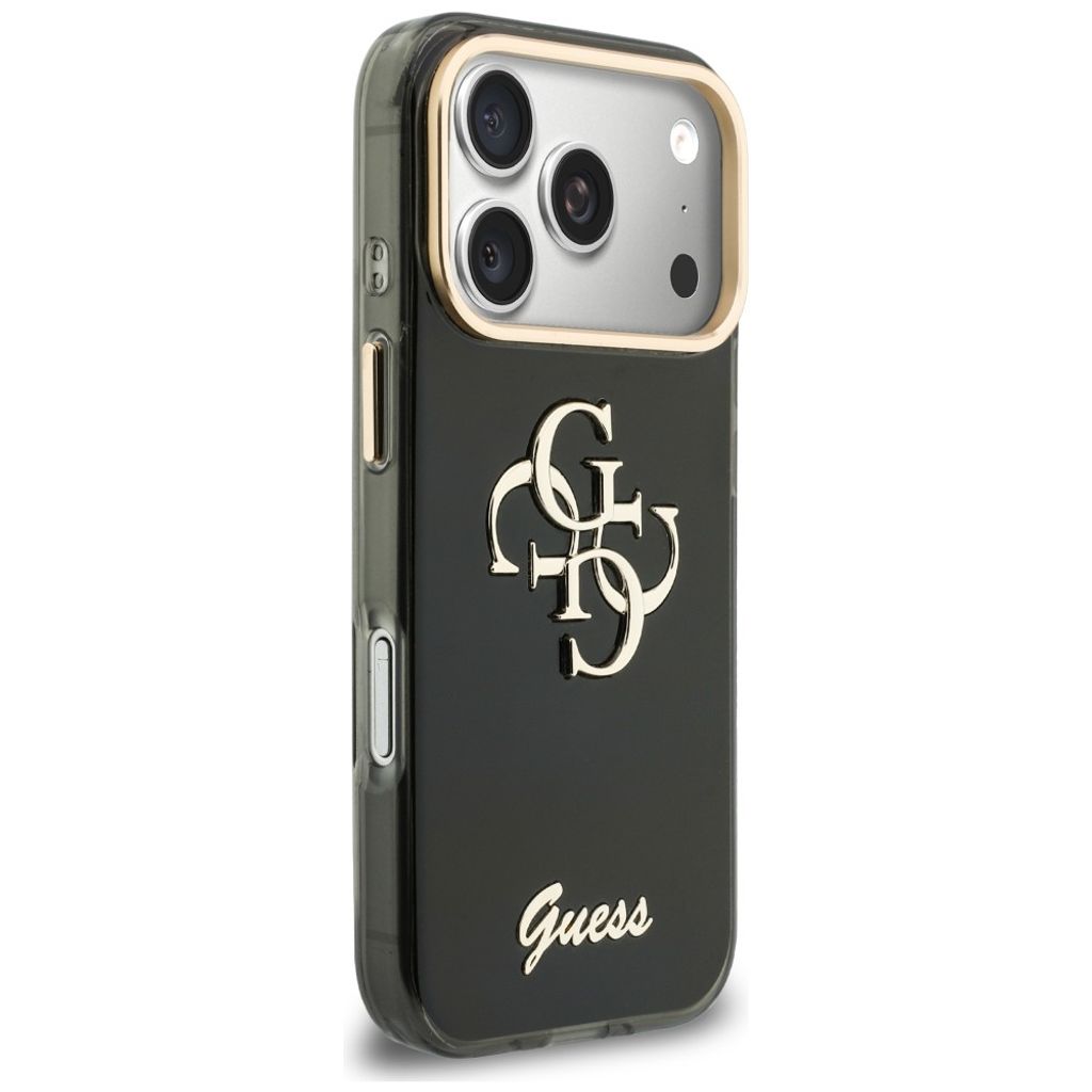 Guess 4G Script Metal -kuori iPhone 17 Pro Max/18 Pro Max:lle - Musta