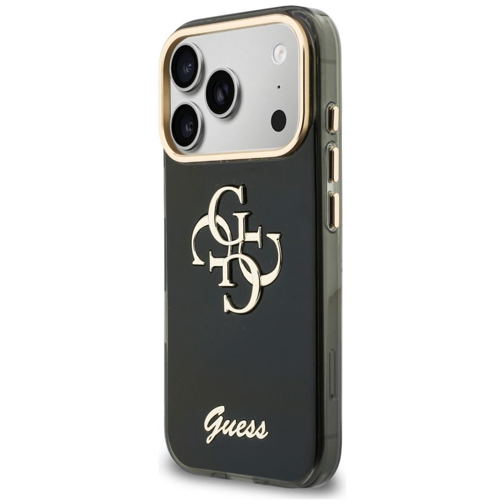 Guess 4G Script Metal -kuori iPhone 17 Pro Max/18 Pro Max:lle - Musta