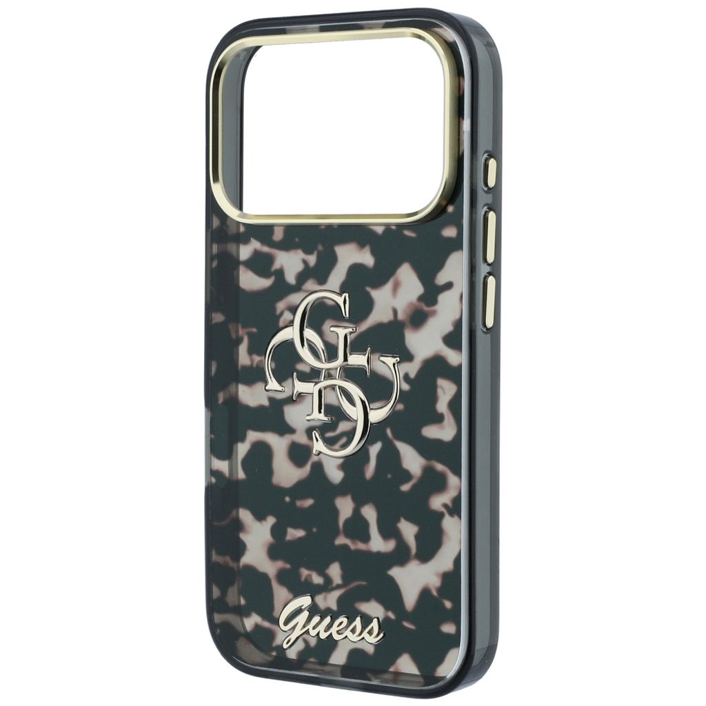 Guess 4G Script Metal -kuori  iPhone 17 Pro Max/18 Pro Max:lle - Musta/Ruskea