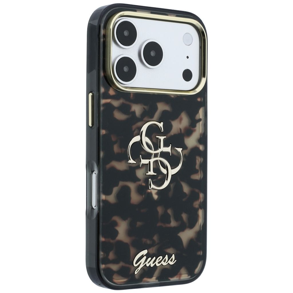 Guess 4G Script Metal -kuori  iPhone 17 Pro Max/18 Pro Max:lle - Musta/Ruskea