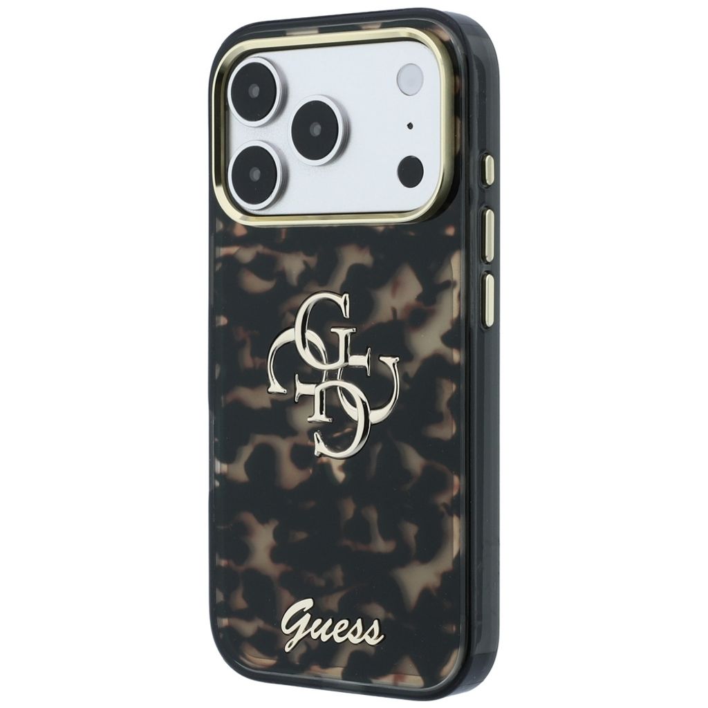 Guess 4G Script Metal -kuori  iPhone 17 Pro Max/18 Pro Max:lle - Musta/Ruskea